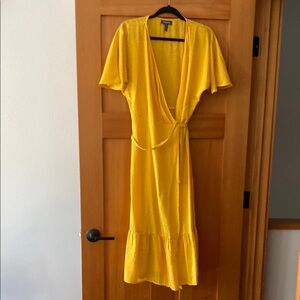 Elegant Yellow Wrap Dress